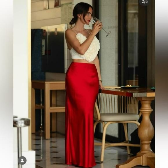 ZARA SATIN EFFECT LONG SKIRT - Picture 1 of 8